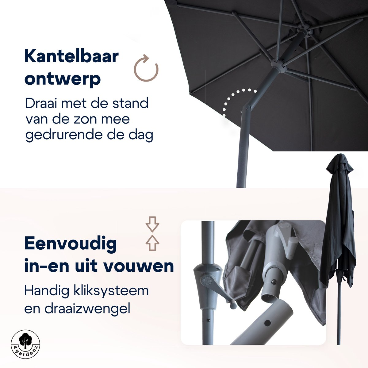 Kantelbaar ontwerp en eenvoudig in- en uitvouwen, Nederlands