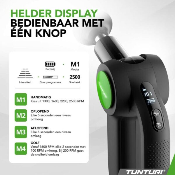 Helder display, bedienbaar met één knop